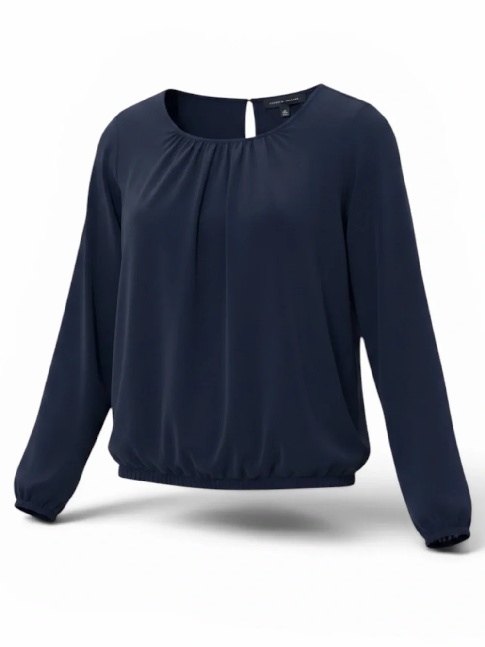 NWOT Tommy Hilfiger Navy Long-Sleeve Pullover Bubble Hem Blouse Size XL